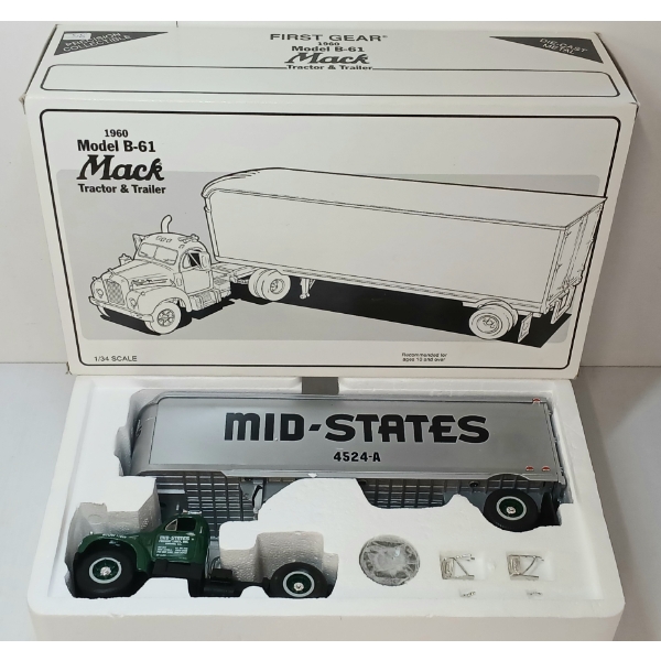 FIRST GEAR 1960 MACK B-61 TRACTOR & TRAILER DIECAST MODEL