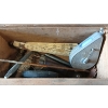 Image 3 : JOB LOT - TOOLS & STORAGE BOXES - INCL ANTIQUE BRASS PLUMB BOB, CHALK LINE REEL, ETC