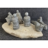 Image 6 : INUIT FAMILY & SEALS ON BASE BY UNKNOWN ARTIST - STONE & BONE