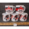 Image 1 : LOT OF 5 - FIRE KING MILK GLASS STACKABLE MUGS - OTTAWA ROUGH RIDERS