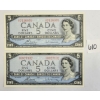 Image 1 : LOT OF 2 - 1954 CDN $5 BANKNOTES - UNCIRCULATED