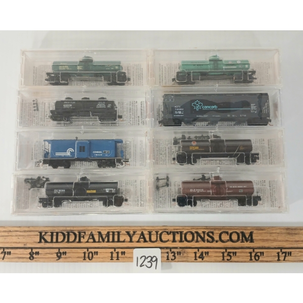 LOT OF 8 - MICRO TRAINS - CONRAIL, CENTRAL OF NEW JERSEY, CANCARB, UNION PACIFIC, ETC