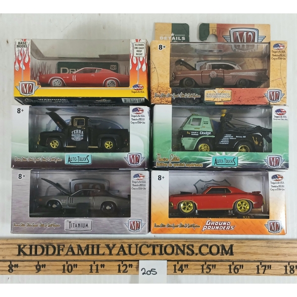 LOT OF 6 - M2 MACHINES DIECAST MODELS - '57 CHEVROLET BEL AIR, '56 FORD F-100, ETC