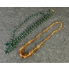 Image 2 : LOT OF 2 - AMBER & EMERALD TONE BEADED NECKLACES