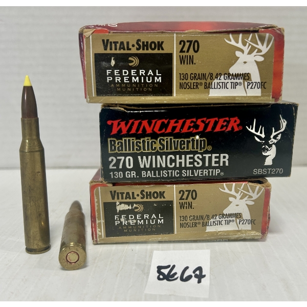 AMMO/BRASS: 45X LIVE & 15X BRASS .270 WIN 130GR. 