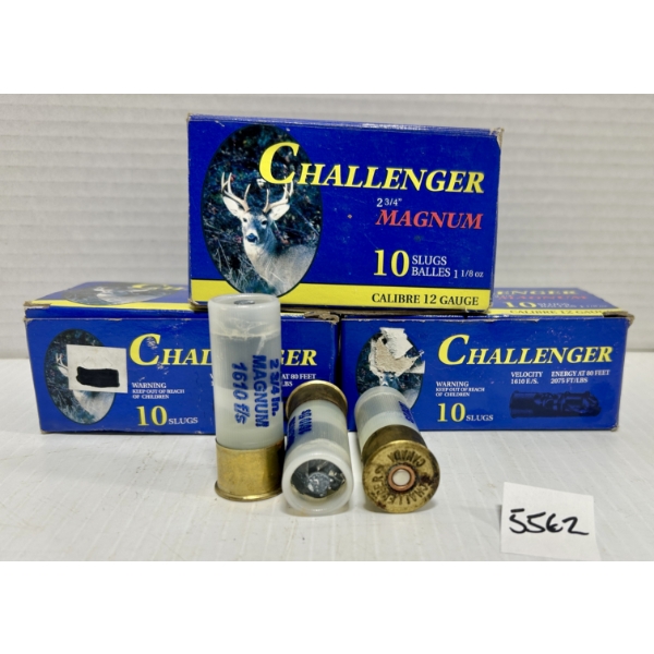 AMMO: 30X CHALLENGER 12 GA 2-3/4IN RIFLED SLUGS 