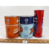 Image 2 : LOT OF 3 - GULF MOTOR OIL & TRANSMISSION QT FIBRE CANS - STP COIN BANK