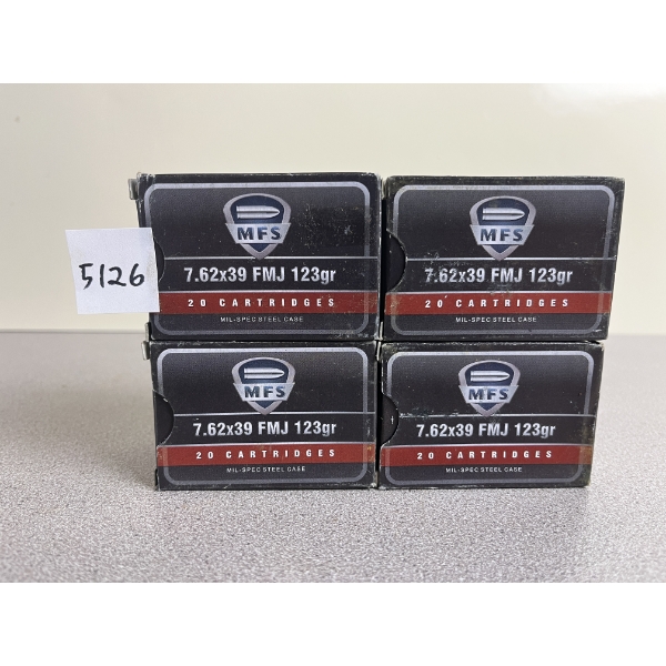 AMMO: 80X MFS 7.62X39 123GR. SP - SEALED