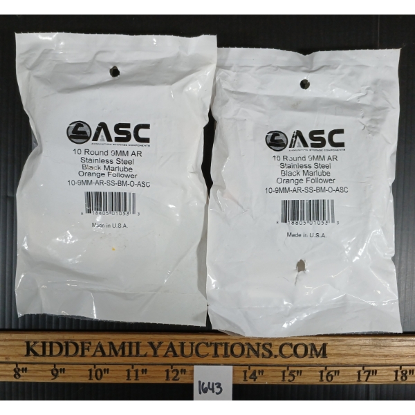 LOT OF 2 - ASC 9 MM LAR-15 10 RND PISTOL MAGAZINES - PAL REQ.