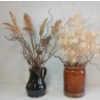 Image 3 : LOT OF 2 - STONEWARE VASE & PITCHER W/ FAUX FLORALS