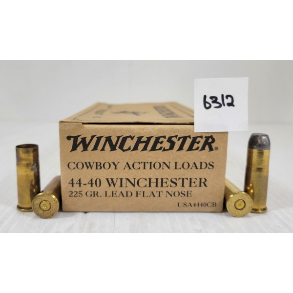AMMO / BRASS: 10X WINCHESTER COWBOY .44-40 WIN - 225GR - FN LIVE - 36X BRASS