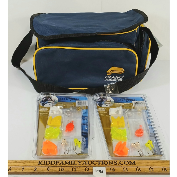 LOT OF 3 - READY 2 FISH LURES & PLANO TACKLEBOX W/ CONTENTS