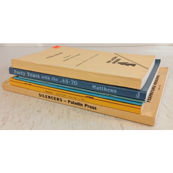 LOT OF 7 - FIREARM SILENCER PUBLICATIONS - INCL "REPORT R-1896", "SIX OLD SILENCER CATALOGS", ETC