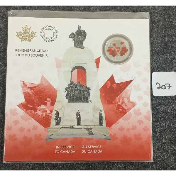 2020 RCM FINE SILVER $5 COIN - REMEMBRANCE DAY