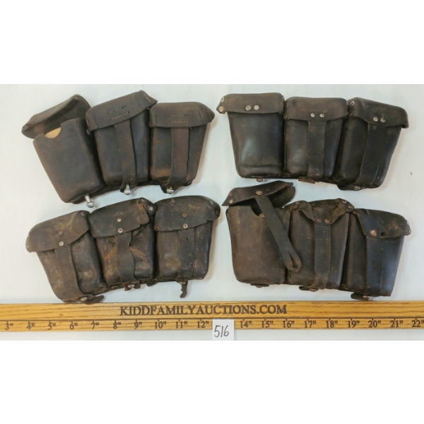 LOT OF 4 - LEATHER AMMO POUCHES