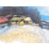 Image 2 : ABSTRACT WINTER HOME BY BILL MEIER (PRS CDN ARTIST) - FRAMED OIL ON CANVAS