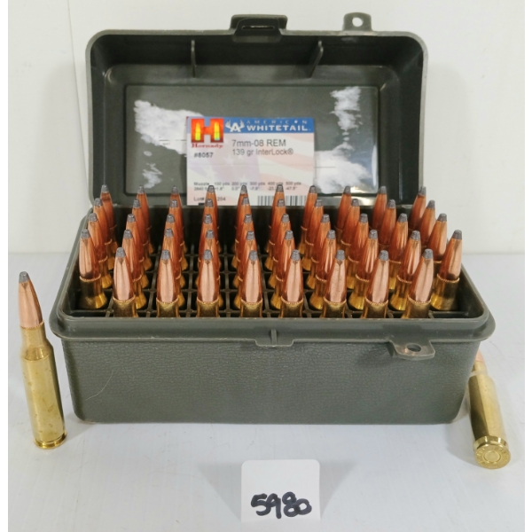 AMMO: 50X HORNADY WHITETAIL 7MM-08 REM - 139GR - INTERLOCK - FACTORY LOADS