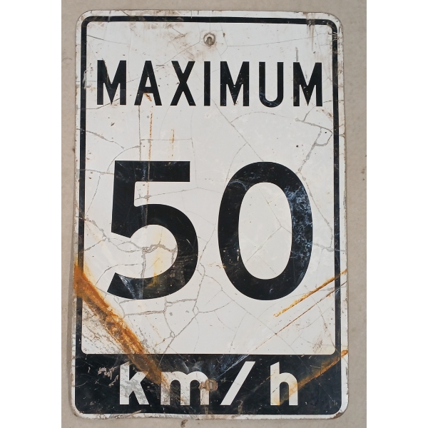 MAXIMUM 50 KM/H - SINGLE SIDED METAL SIGN
