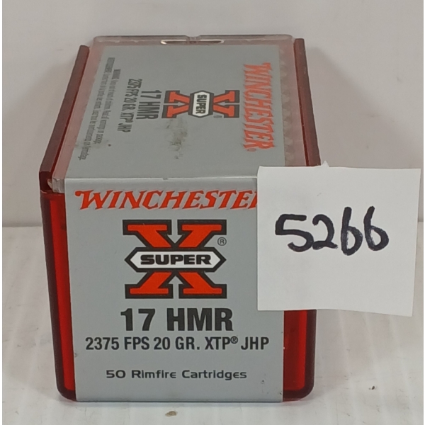 AMMO: 50X W-W SUPER X .17 HMR - 20GR - XTP - JHP - FACTORY SEALED