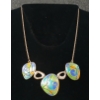 Image 1 : SILVER TONE NECKLACE W/ 3 ABSTRACT ENAMEL PENDANTS