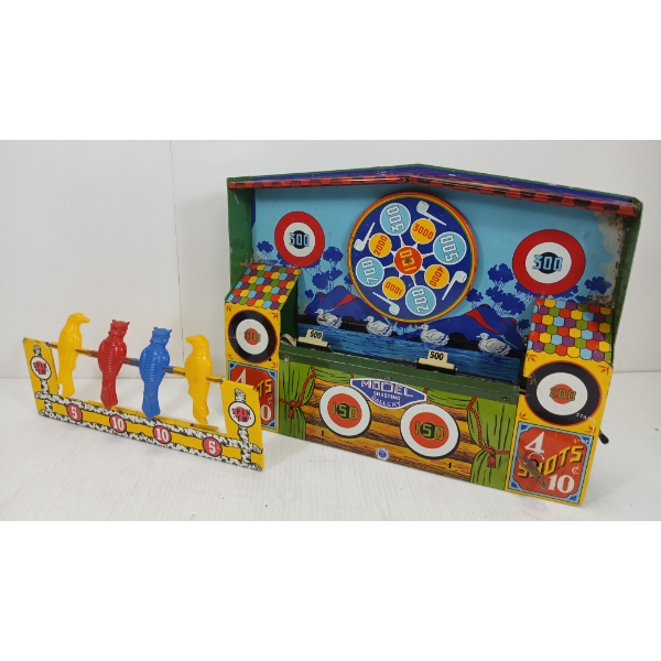 LOT OF 2 - WYANDOTTE TOYS TIN LITHO MODEL & "SHOOT 'EM" SHOOTING GALLERIES 