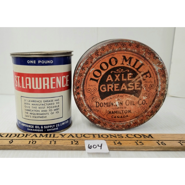 LOT OF 2 - 1000 MILE AXEL GREASE TIN & ST LAWRENCE GREASE LB CAN