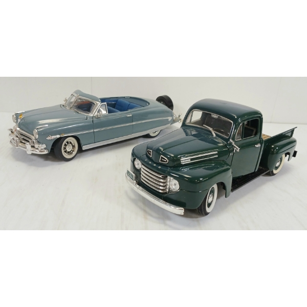LOT OF 2 - HIGHWAY 61 DIECAST 1952 HUDSON HORNET CONVERTIBLE & WESTMINSTER 1948 FORD F-1 PICKUP