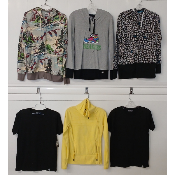 LOT OF 6 - MEN'S T-SHIRTS, SWEATER & HOODIES - MFG RAGWEAR, PENFIELD & ALL-DAY APPAREL