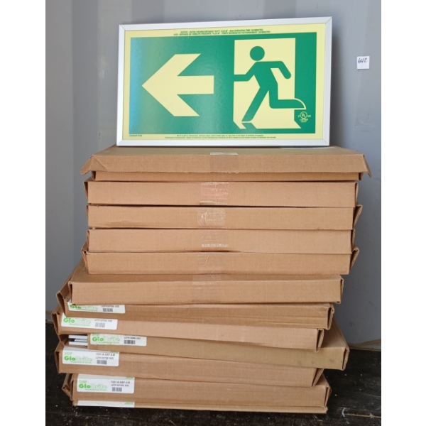 LOT OF 12 - GLOBRITE RUNNING MAN EXIT SIGNS