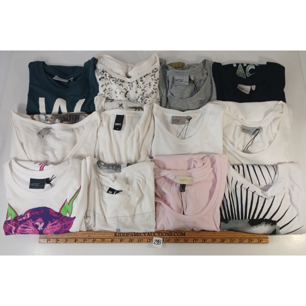 LOT OF 12 - WOMEN'S T-SHIRTS - MFG WESC, SPLIT, OBEY, ETC
