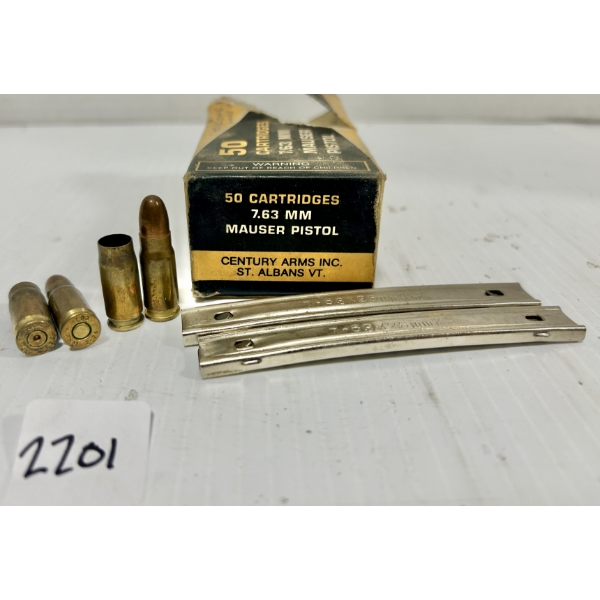 AMMO / BRASS: 12X LIVE & 16X BRASS 7.63 MAUSER - FMJ