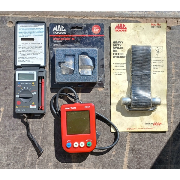 LOT OF 4 - MAC MULTIMETER, CODE READER & STRETCH BELT KIT