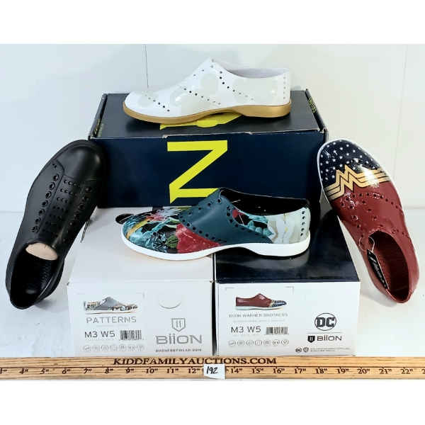 LOT OF 4 - BIION SHOES - FT THE PATTERNS, THE TRAINERS, DISNEY & DC STYLES