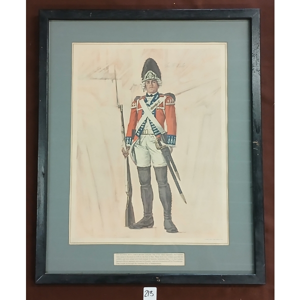 1964 ROYAL NORTH BRITISH FUSILIERS - ROLPH CLARK STONE LTD. FRAMED PRINT - SIGNED