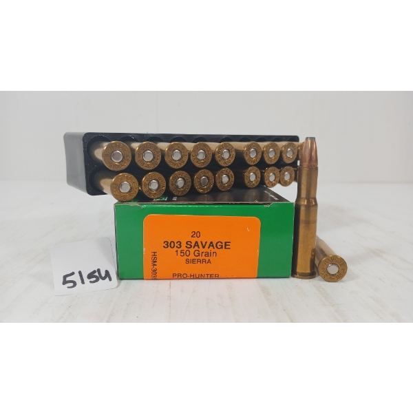 AMMO: 20X HSM GAME KING .303 SAV - 150GR - SIERRA