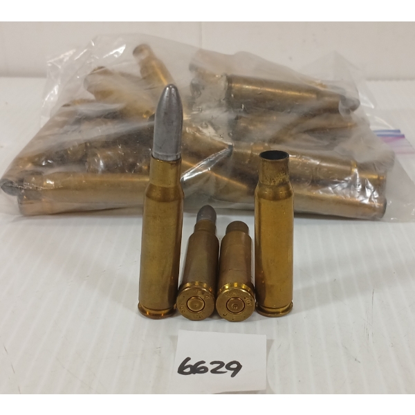 AMMO / BRASS: 22X WINCHESTER .308 WIN - 147GR - FMJ LIVE - 7X BRASS