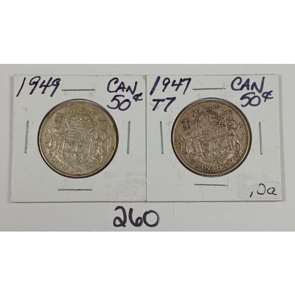 LOT OF 2 - 1947 & 1949 CDN 50 CENT PCS