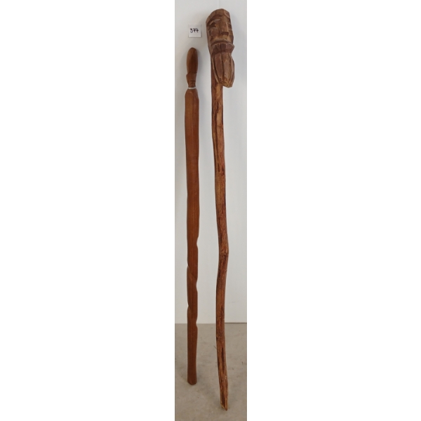 LOT OF 2 - CARVED WALKING STICKS