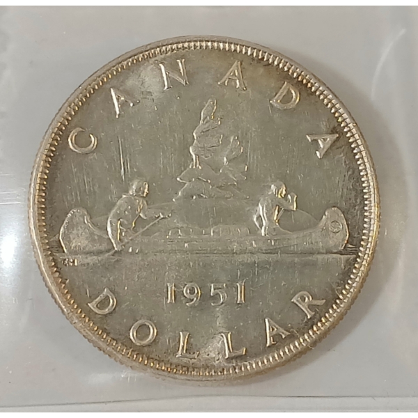 1951 CDN SILVER DOLLAR - ICCS GRADED