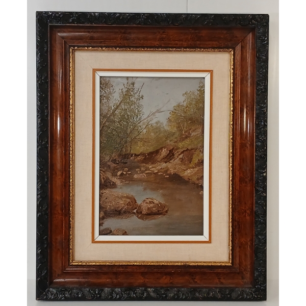 "BROOK" BY THOMAS MOWER MARTIN (1838 - 1934) - FRAMED OIL ON BOARD
