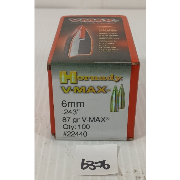 BULLETS: 100X HORNADY 6MM - 87GR - V-MAX - SEALED