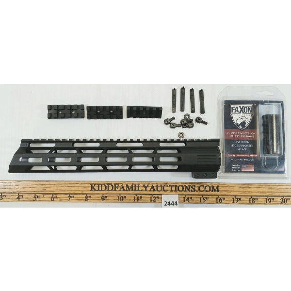 LOT OF 3 - FAXON 3-PORT .458 SOCOM MUZZLOK MUZZLE BRAKE, SKS ATI STOCK RAIL KIT & TNA HAND GUARD