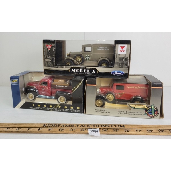LOT OF 3 - LIBERTY CLASSICS CANADIAN TIRE FORD DIECAST COIN BANK MODELS 