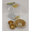 Image 1 : PLANTERS GLASS PEANUT JAR W/ TIN SERVING DISHES