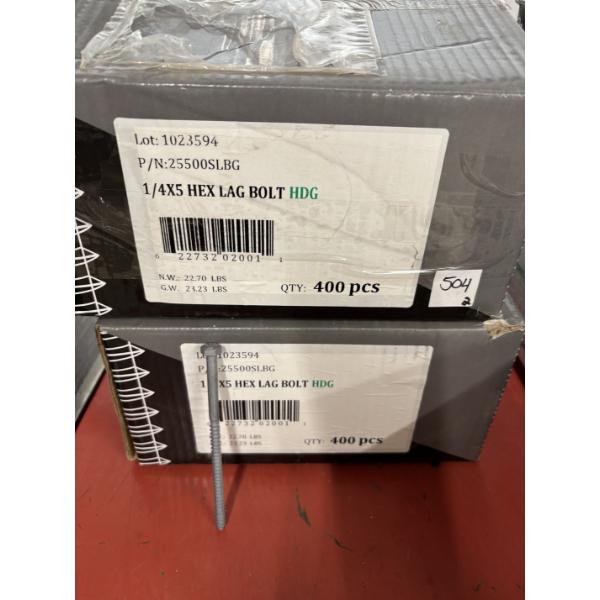 1/4 X 5 INCH HEX LAG BOLTS - 2 BOXES - 800 PCS TOTAL