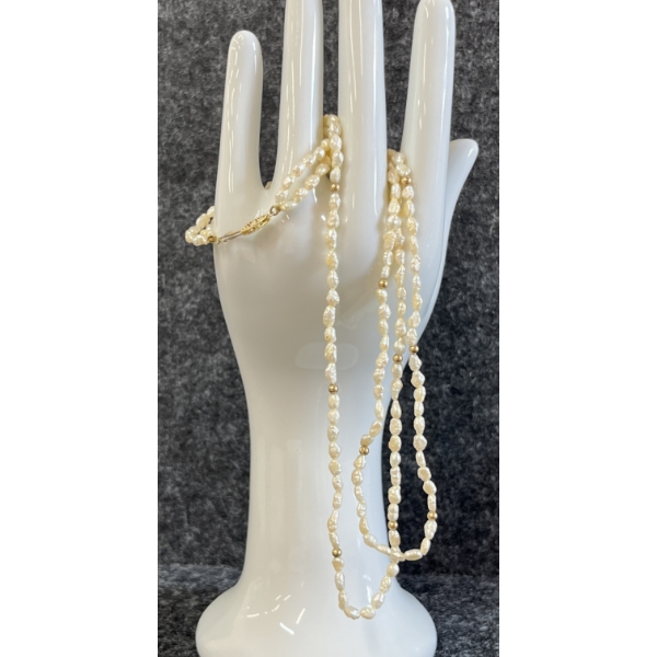 FRESH WATER PEARL NECKLACE W/ 14K GOLD CLASP