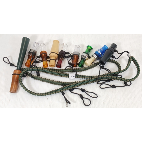 LOT OF 9 - DUCK CALLS - ON LANYARDS