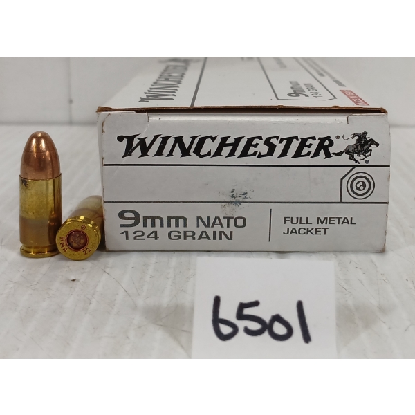 AMMO: 50X WINCHESTER 9MM NATO - 124GR - FULL METAL JACKET