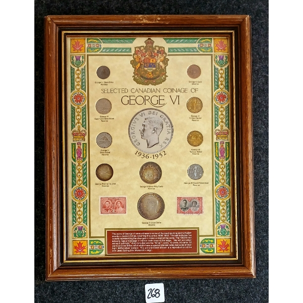 1936-1952 SELECTED CDN COINAGE OF GEORGE VI - FRAMED