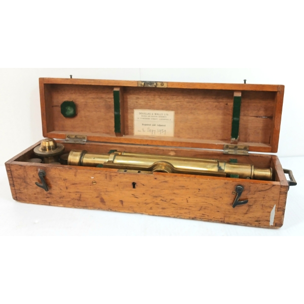 DOUGLAS & WALLS LTD. BRASS THEODOLITE NO. 284 W/ CASE - CIRCA 1950's